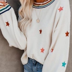 Storia Embroidered Star Sweater Cream Rainbow Small Vici Dolls